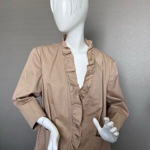 Talbots  Taupe Ruffle-Trim Jacket – Chic & Lightweight size 18